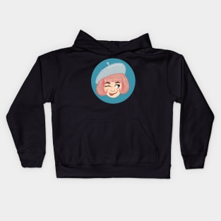 Girl with beret Kids Hoodie